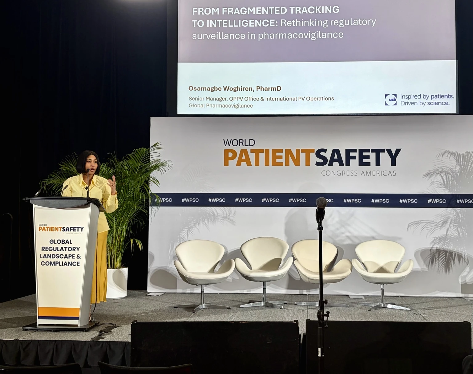 Dr. Osa Woghiren presenting From Fragmented Tracking to Intelligence at World Patient Safety Congress Americas